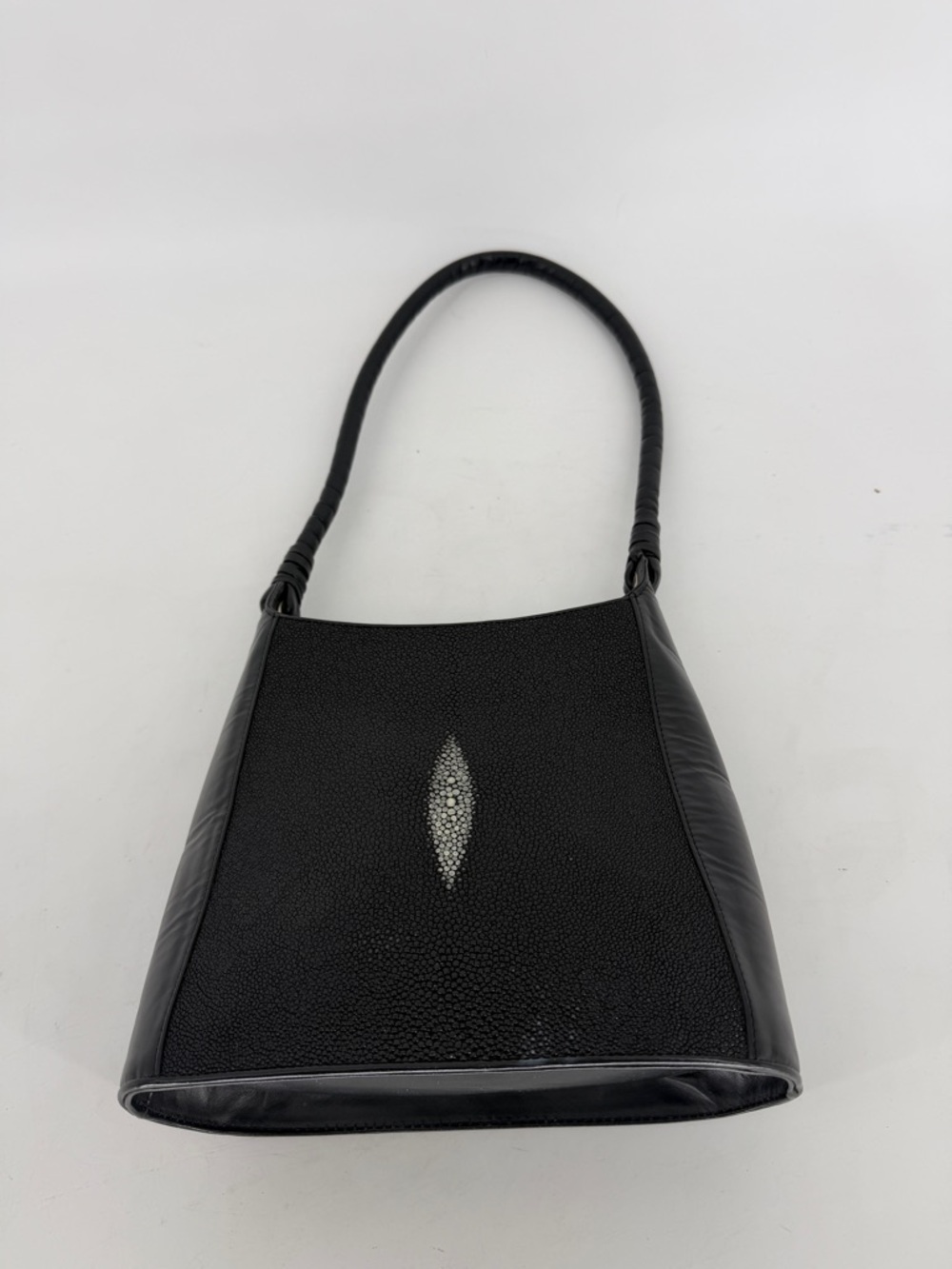 Genuine Stringray Skin & Black Leather Shoulder Bag